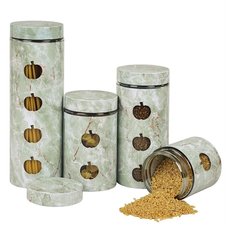 Marble Effect Glass Containers Coffee Canister Set