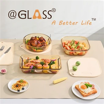 Đĩa nướng thủy tinh Borosilicate màu hổ phách